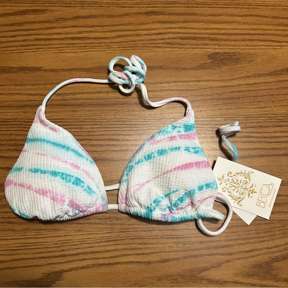 NWT Becca Color Code Skylar Halter Bikini Swim Top White Size L